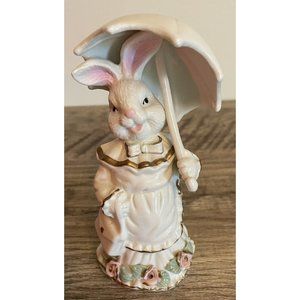 Vintage K's Collections Ceramic Bunny With Purse and Umbrella